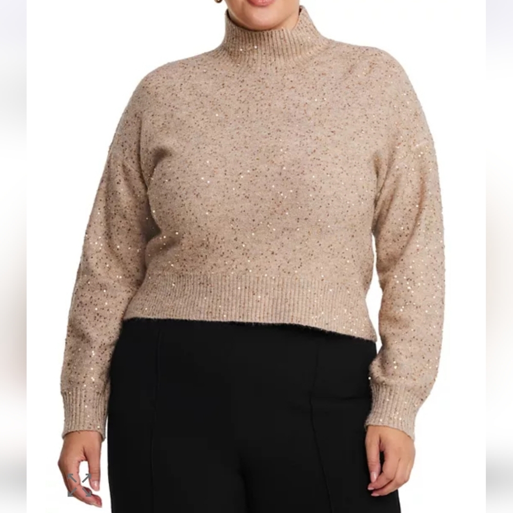 Estelle Golden Sparkle Knit Sweater in Hazelnut